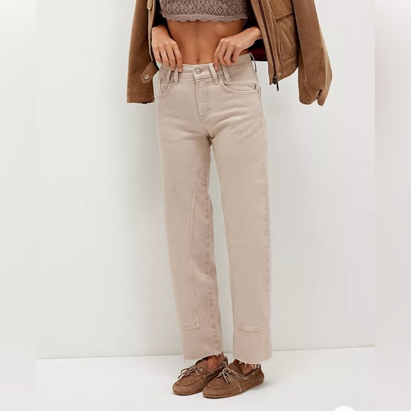 We The Free Denim - We The Free Risk Taker high rise straight jeans in taupe size 24